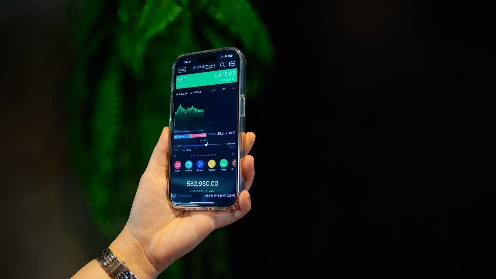 Mobile financial application running on a smartphone