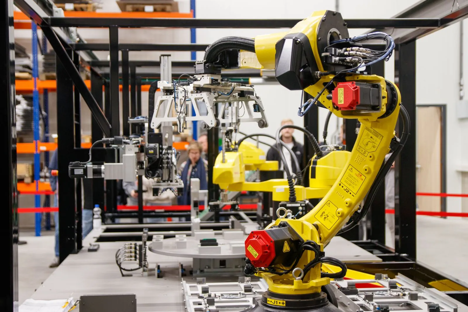 Industrial robotic arm on an automated production line