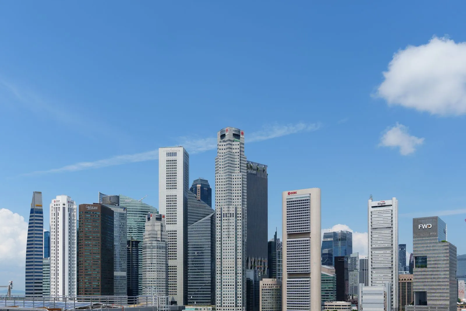 Downtown Singapore skyline under clear skies