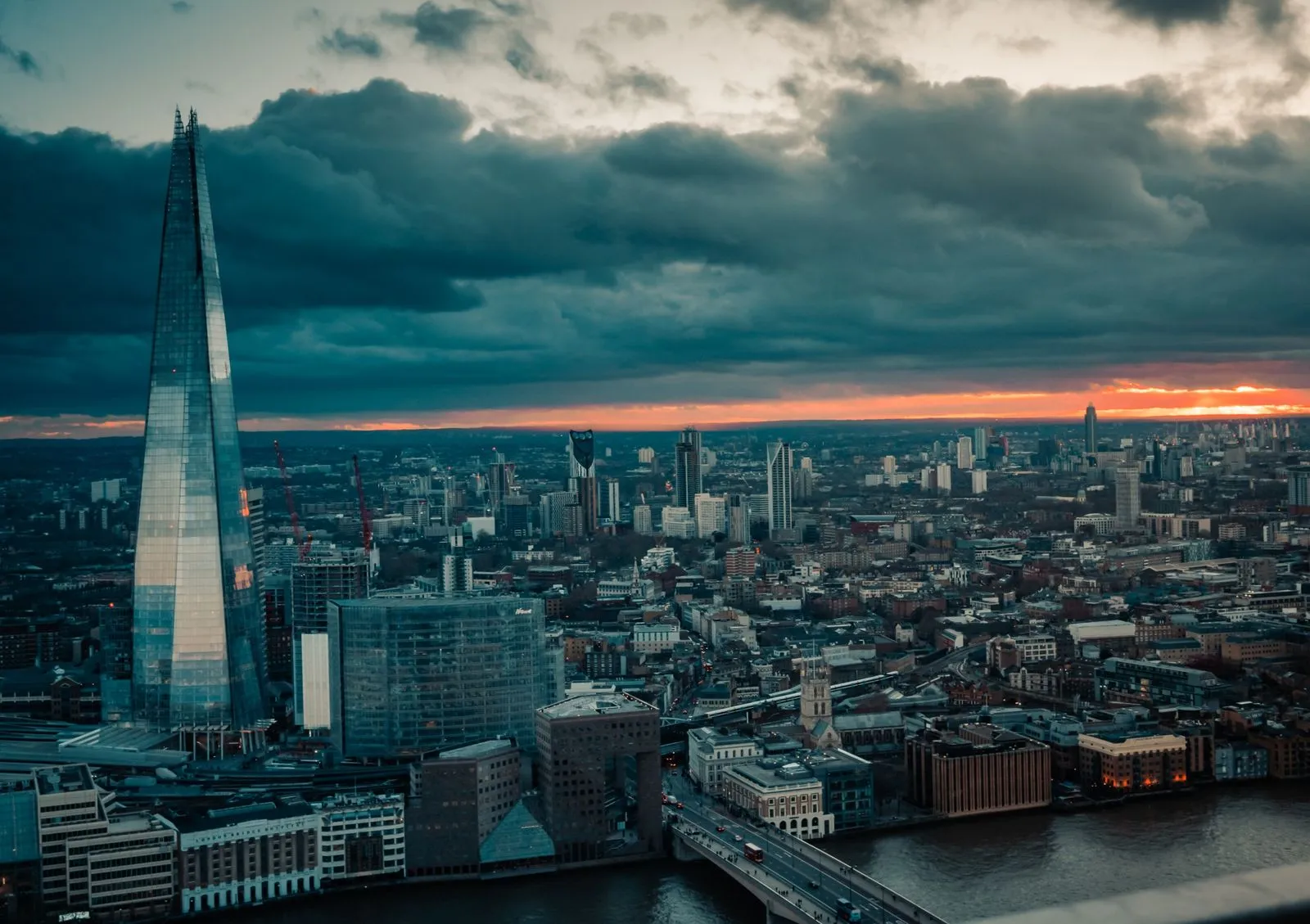London skyline at golden hour