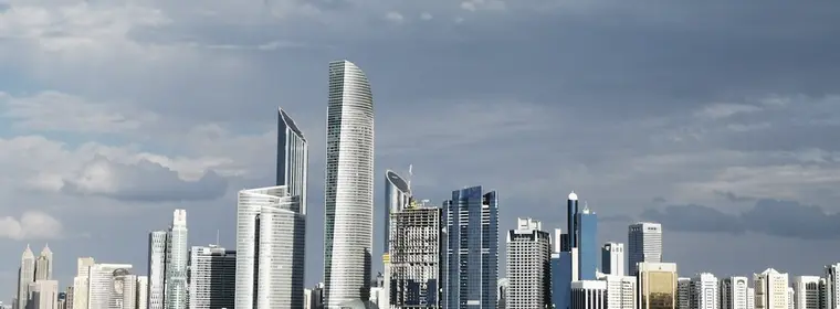 Abu Dhabi Corniche skyline seen across the water